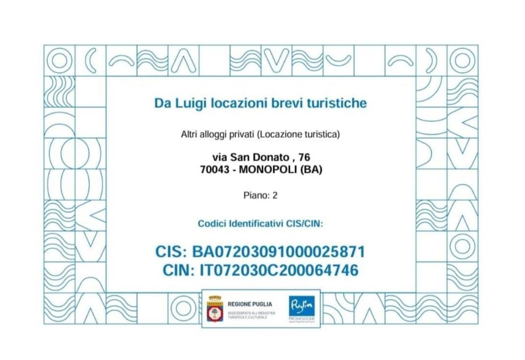 Da Luigi Locazioni Brevi Turistiche Bed and Breakfast Monopoli Exteriör bild